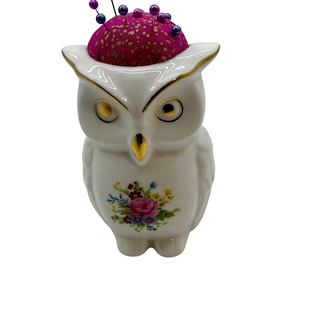 Owl Pincushion Porcelain 5.5